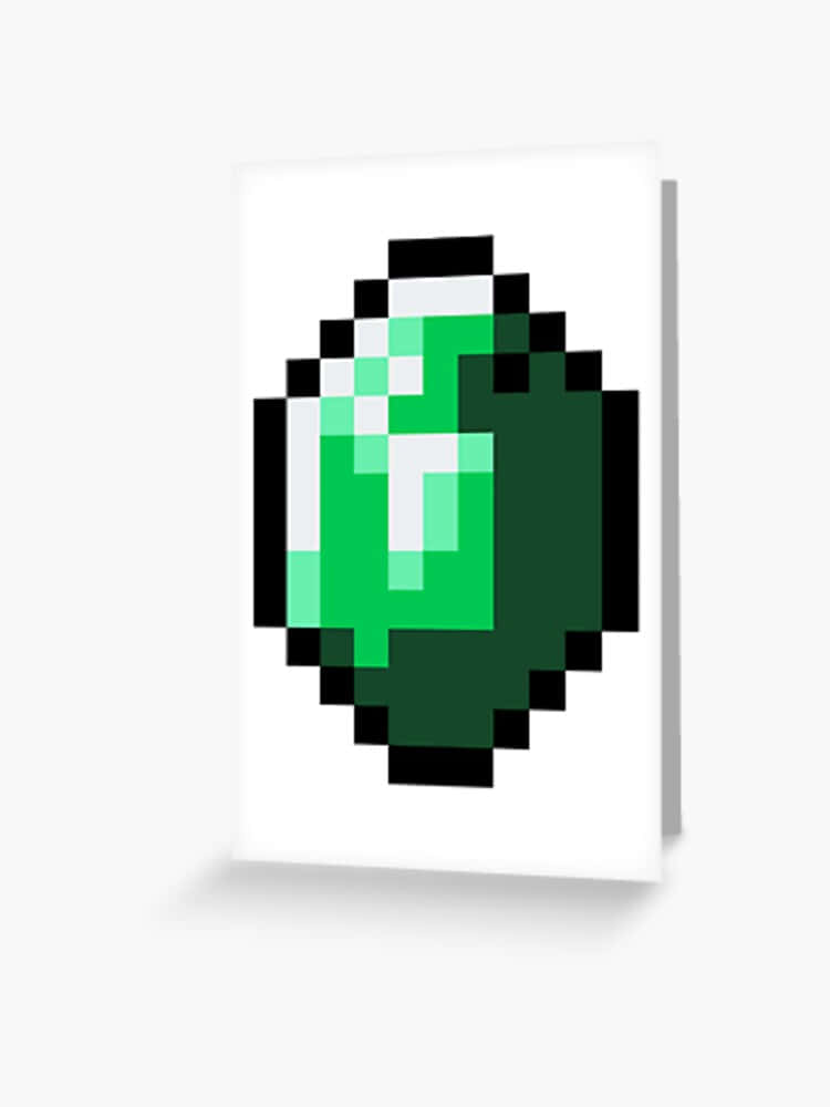 Minecraft Emeralds, pixelated green gemstone, black outlines, SD Phone Wallpaper