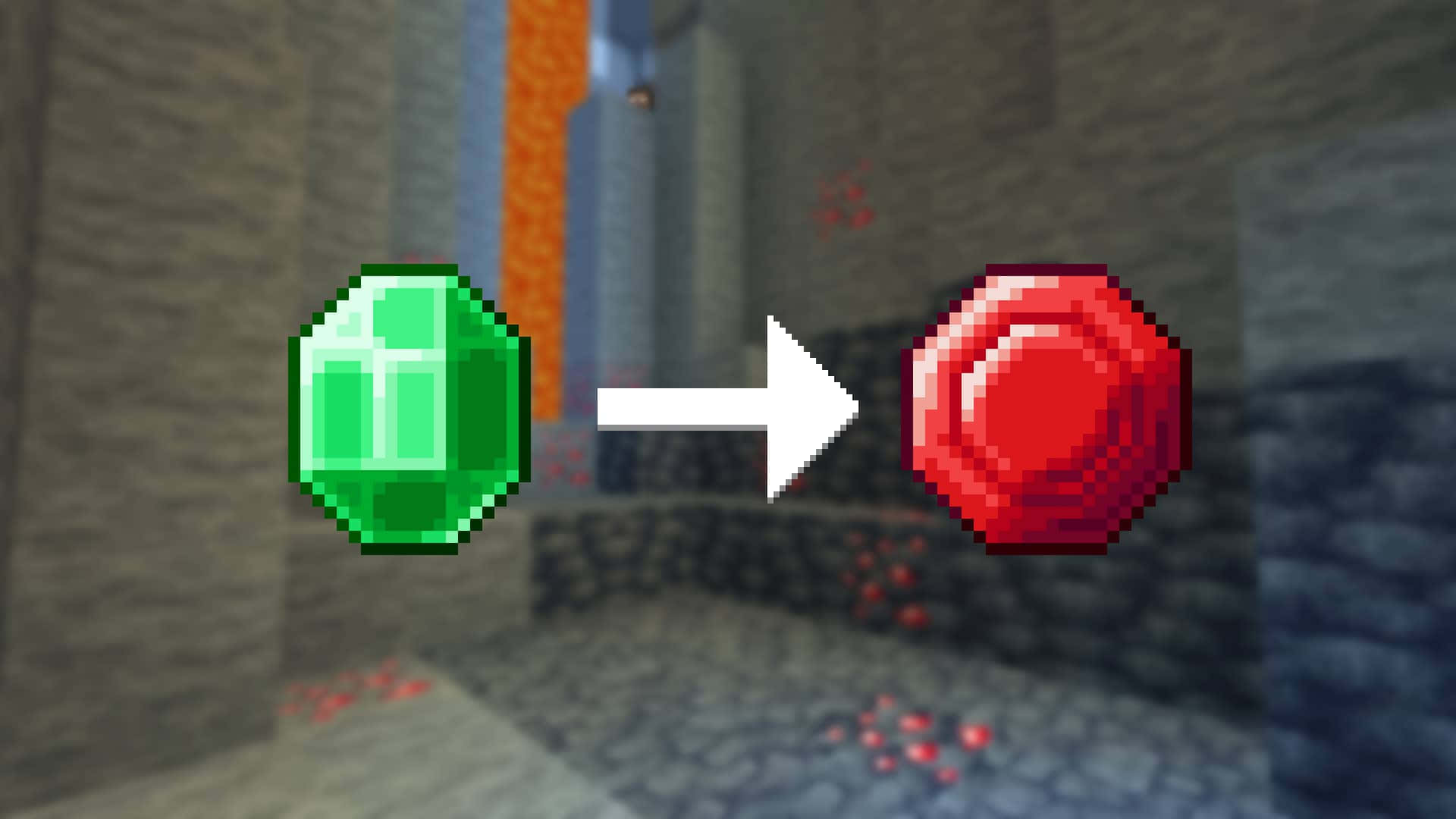 Minecraft Emeralds, pixelated green emerald, red ruby, Full HD Desktop Wallpaper
