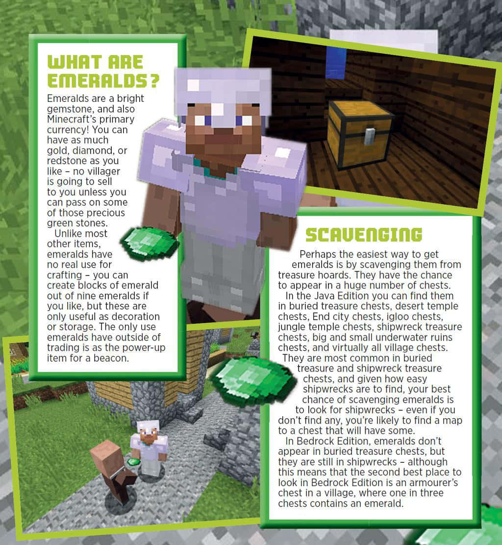Minecraft, emerald, villager, SD Phone Wallpaper