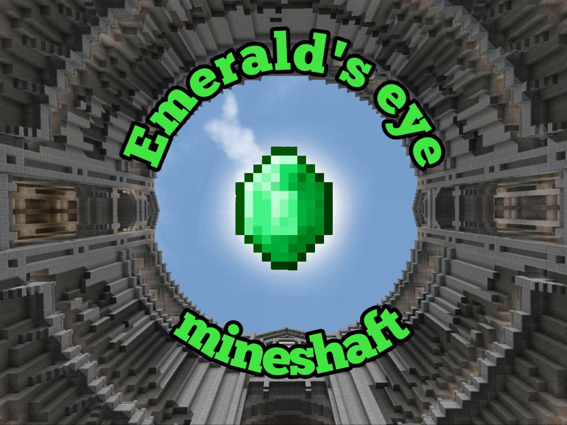 Minecraft, emerald ore vein, mineshaft tunnel, HD Desktop Wallpaper