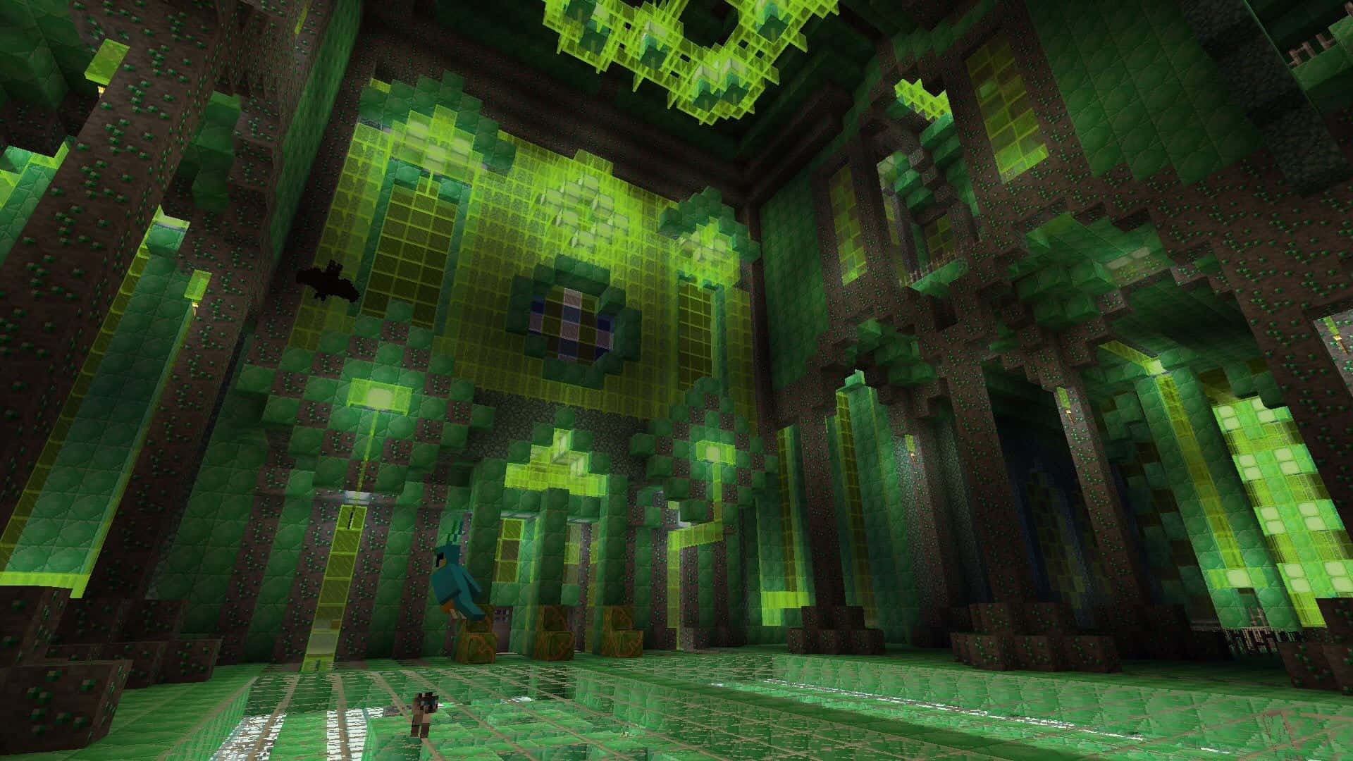 Minecraft, jungle temple, glowing vines, Full HD Desktop Wallpaper