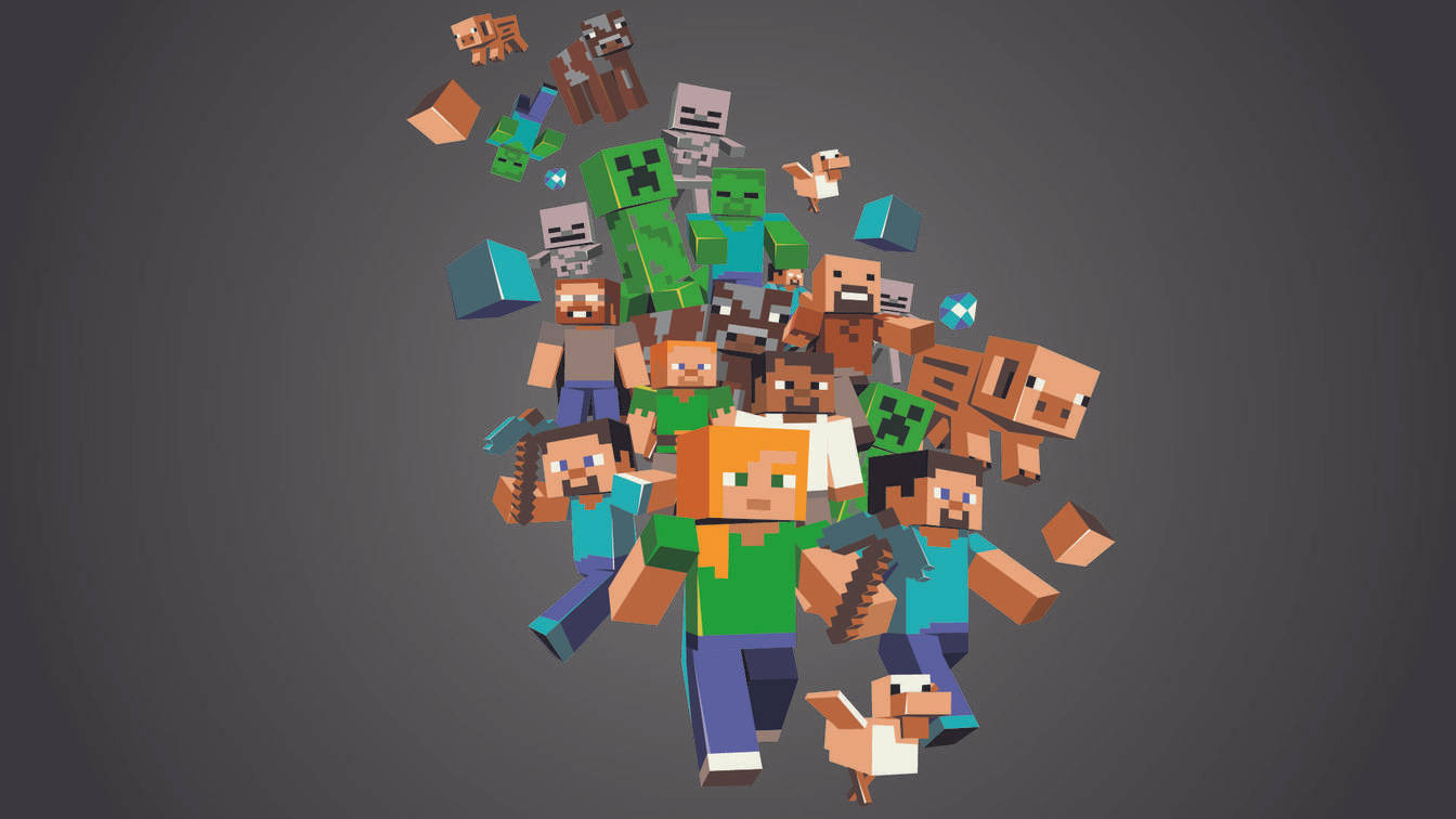 Minecraft, mobs, items, HD Desktop Wallpaper