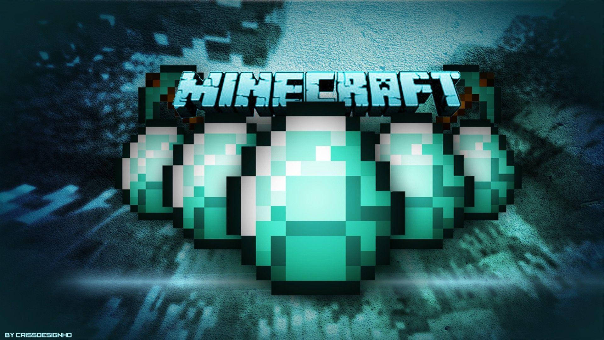Minecraft, emerald blocks, pixelated logo, Full HD Desktop Wallpaper