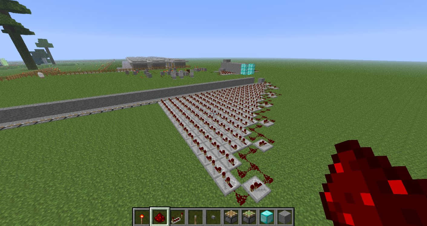 Minecraft, redstone torch, stone slabs, HD Desktop Wallpaper