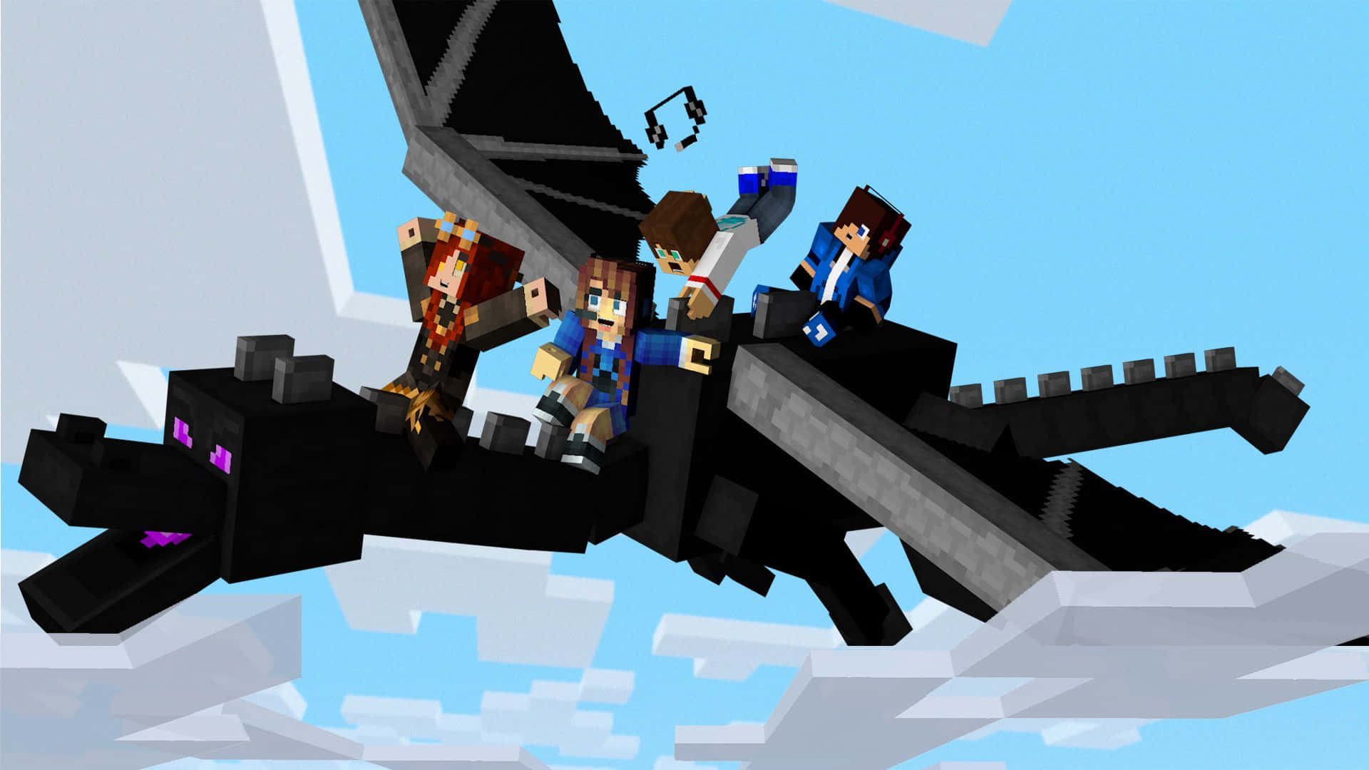 Minecraft, Ender Dragon, black dragon, Full HD Desktop Wallpaper