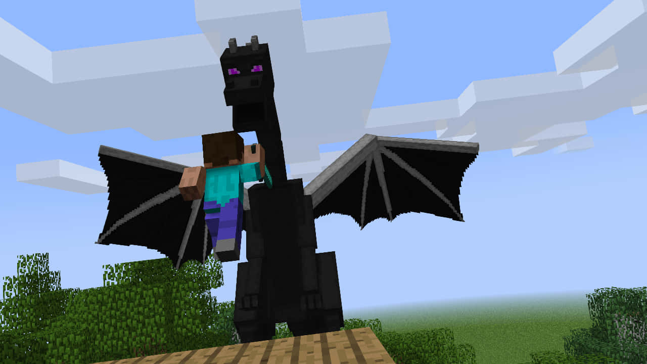 Minecraft Ender Dragon, black dragon, purple eyes, HD Desktop Wallpaper