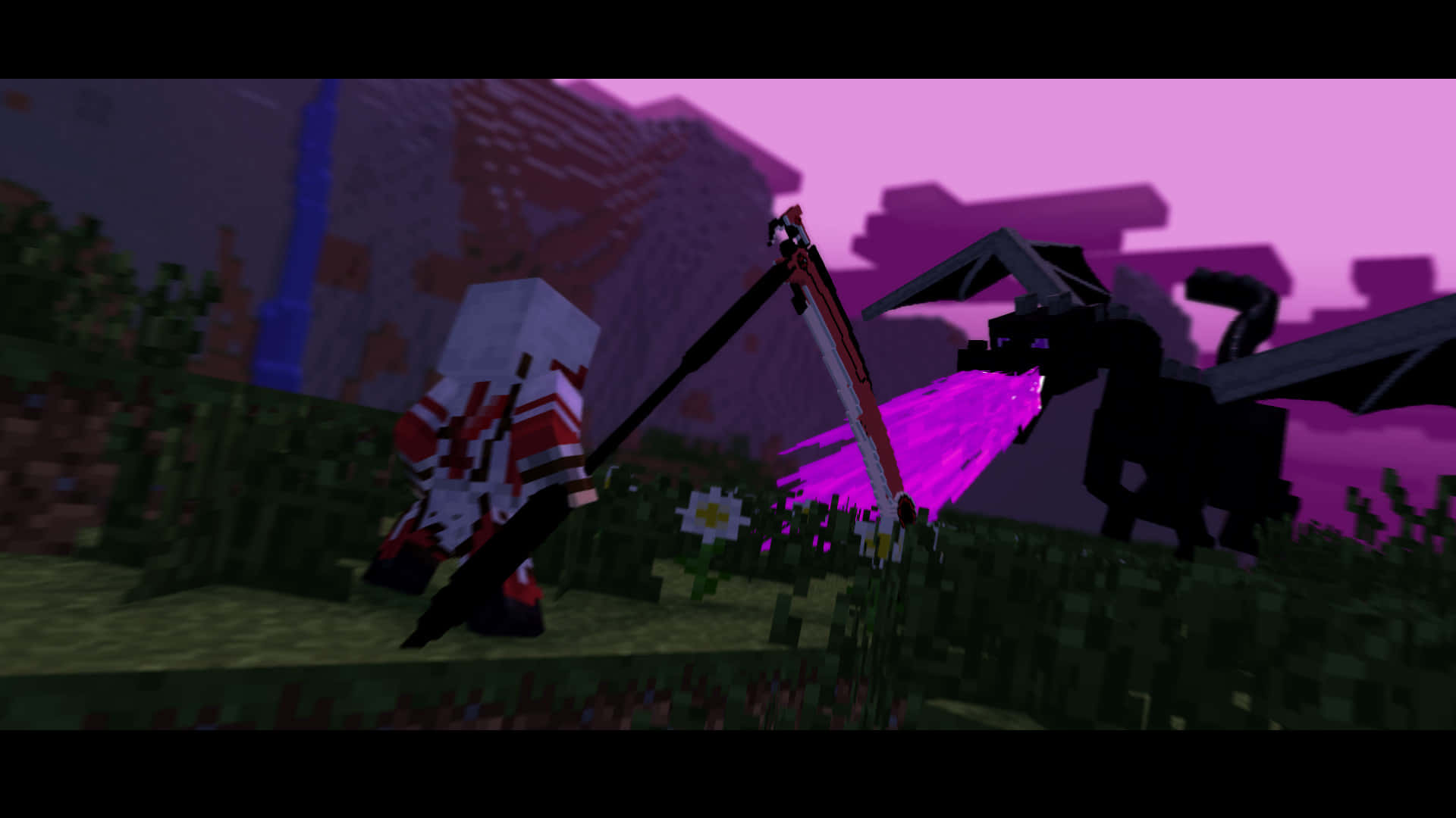 Minecraft, Ender Dragon, red and white armor, Full HD Desktop Wallpaper