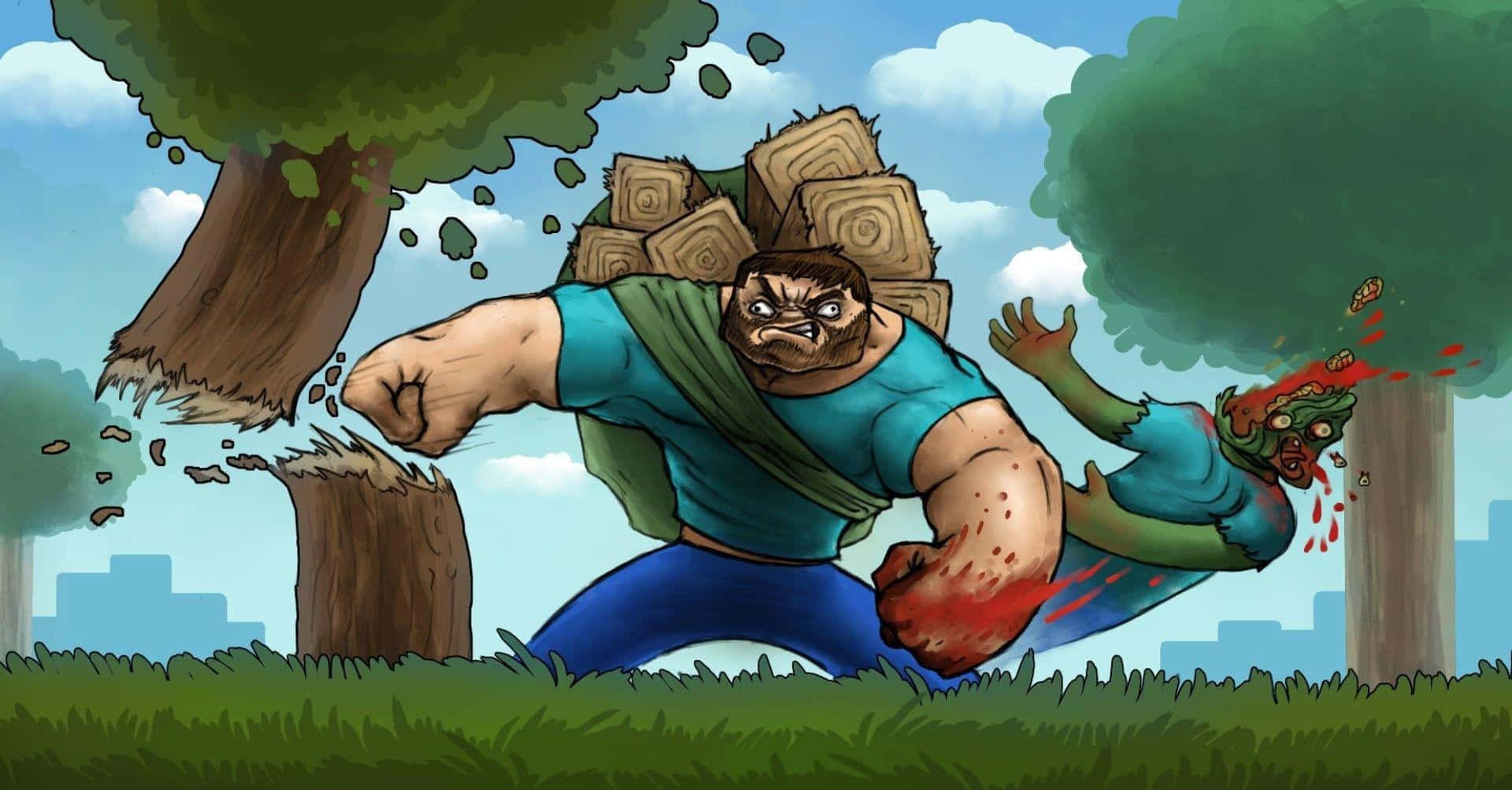 Minecraft, zombie, blue shirt, Full HD Desktop Wallpaper