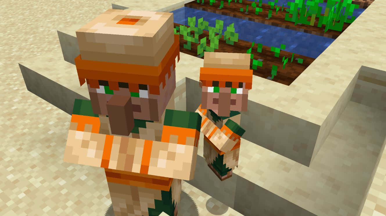 Minecraft, villagers, desert biome, HD Desktop Wallpaper
