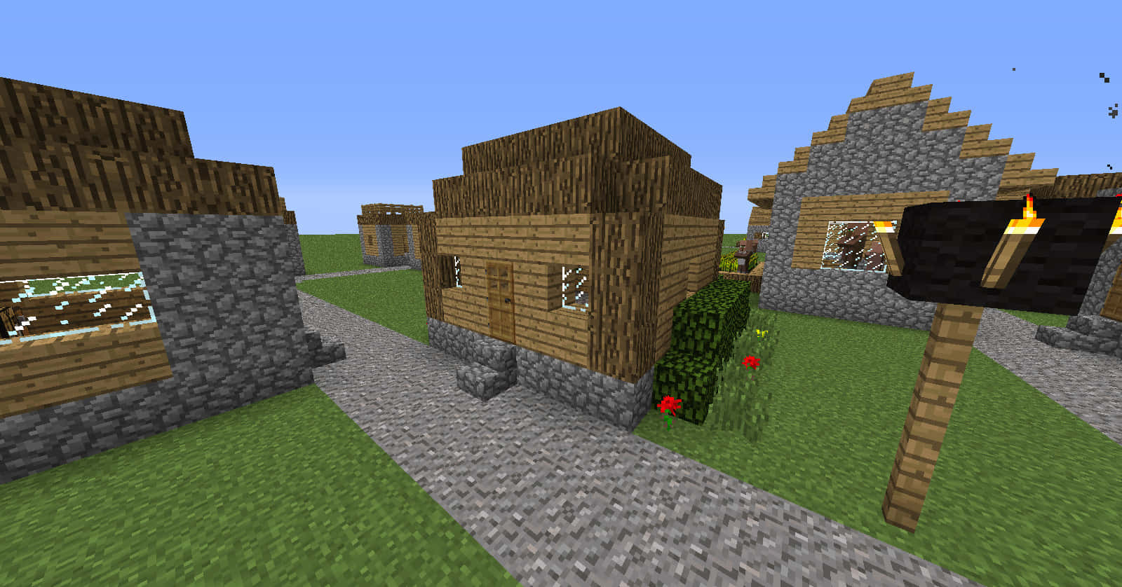 Minecraft, village, wooden houses, HD Desktop Wallpaper