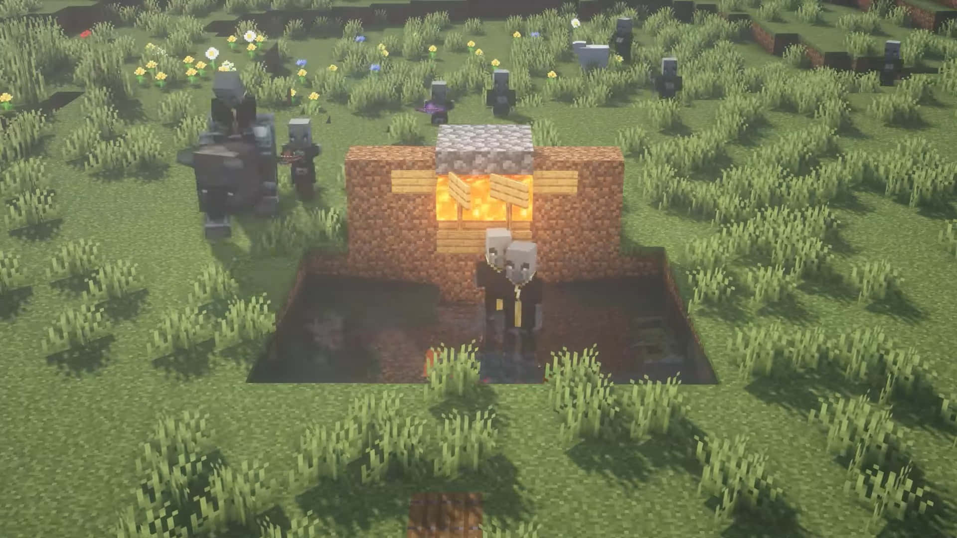Minecraft, villager, wooden house, Full HD Desktop Wallpaper