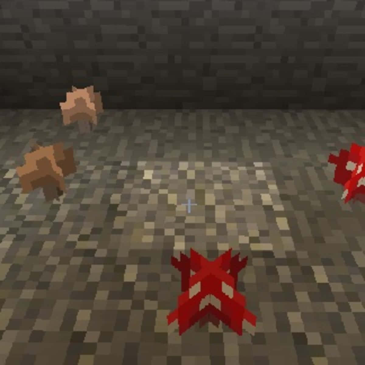 Minecraft Farming, pixelated red and brown mushrooms, stone floor, SD Desktop Wallpaper