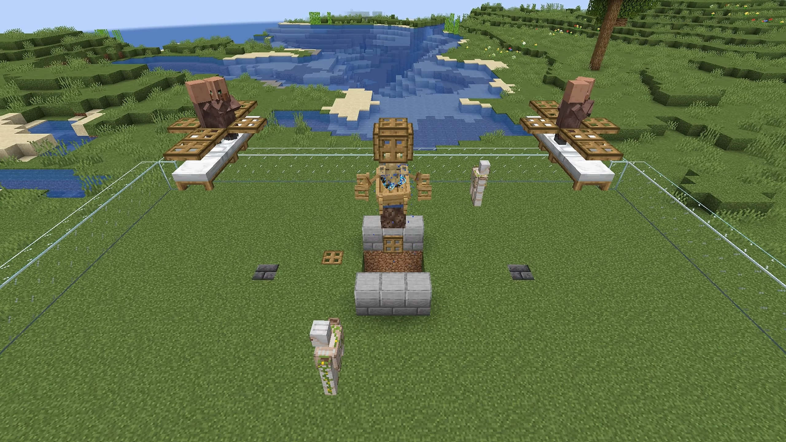Minecraft Farming, windmill, wooden houses, 2K Desktop Wallpaper