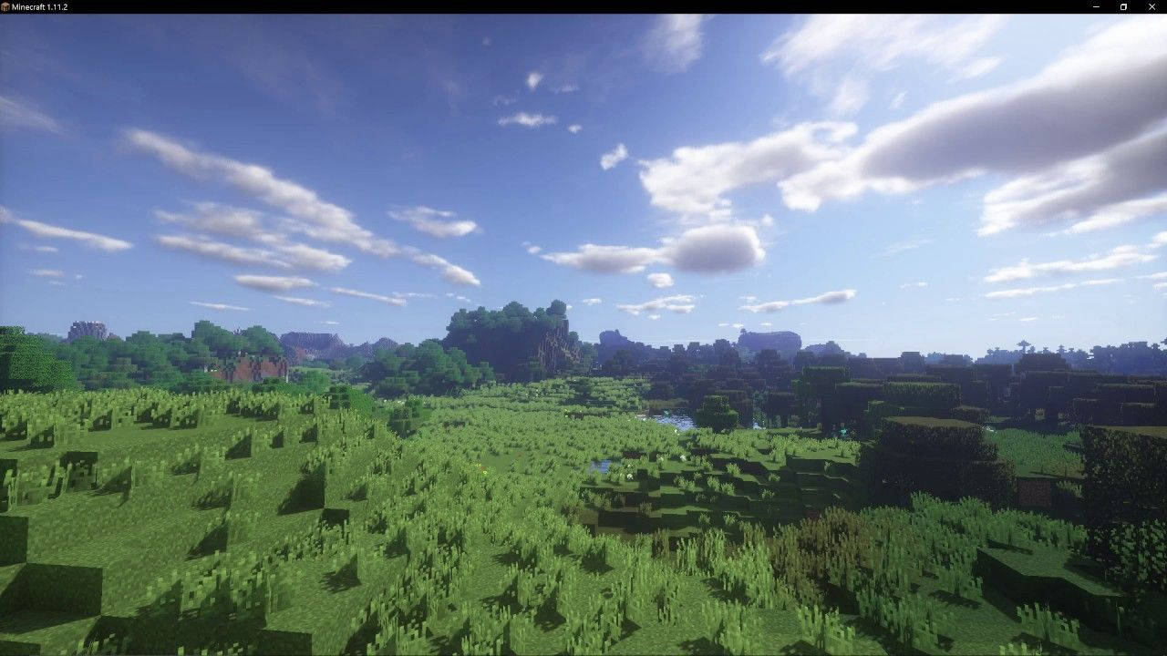 Minecraft, grassland, bright blue sky, HD Desktop Wallpaper