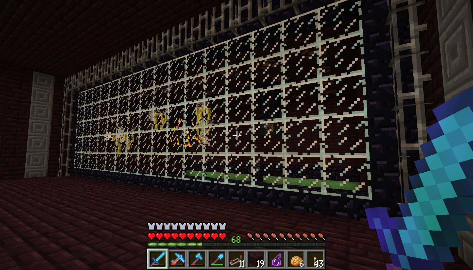 Minecraft, blaze farming, diamond sword, Full HD Desktop Wallpaper