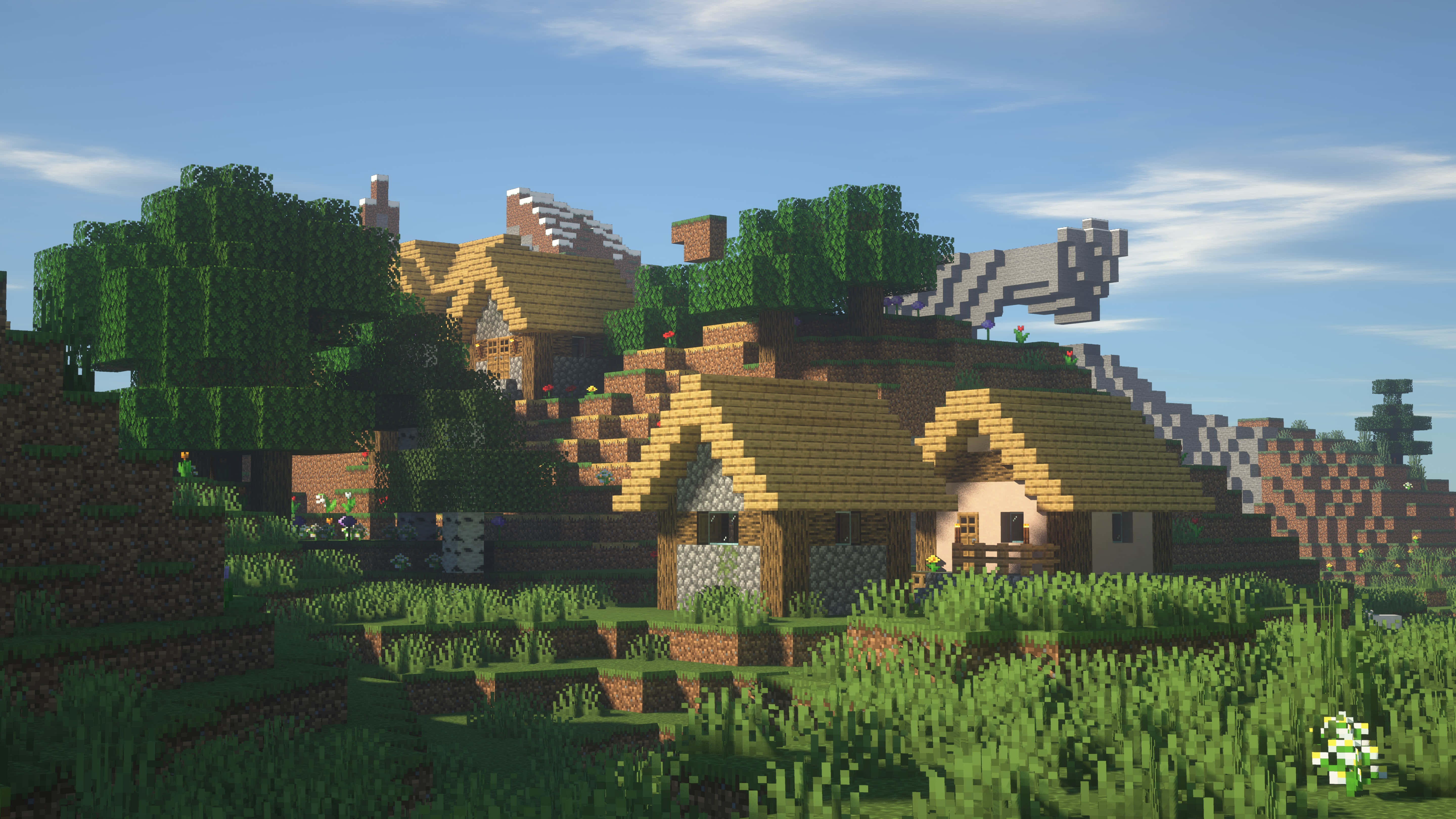 Minecraft, village, wooden houses, 5K Desktop Wallpaper