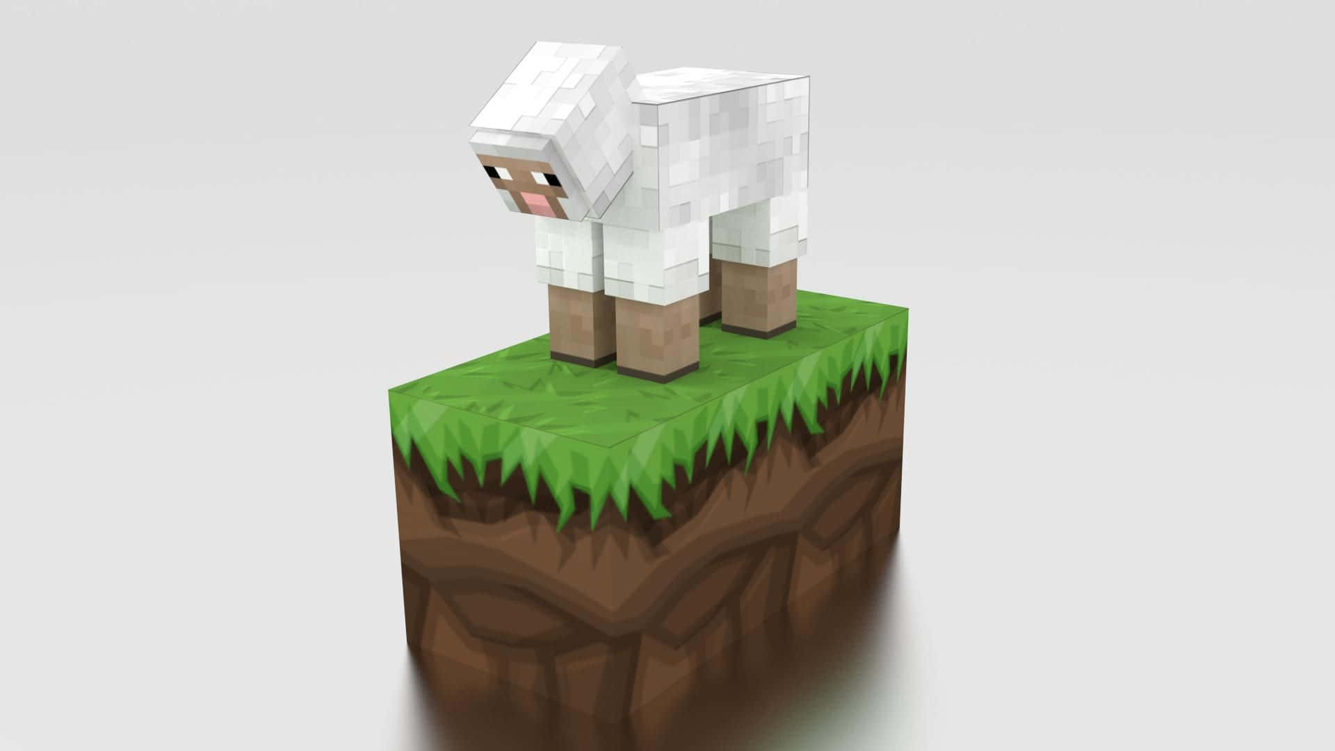 Minecraft, sheep, white, Full HD Desktop Wallpaper