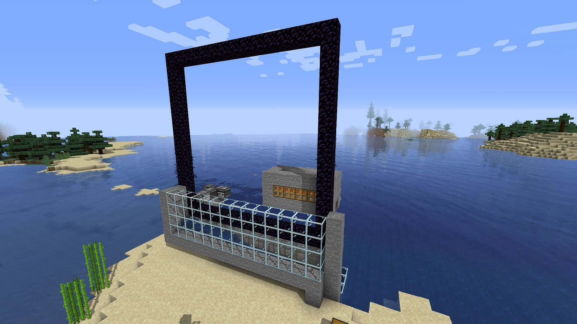 Minecraft, slime farming, black frame structure, Full HD Desktop Wallpaper
