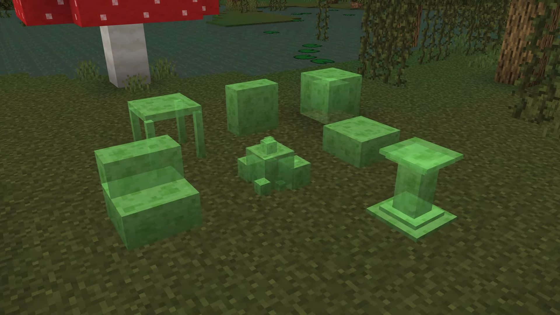 Minecraft, slime farming, forest floor, Full HD Desktop Wallpaper
