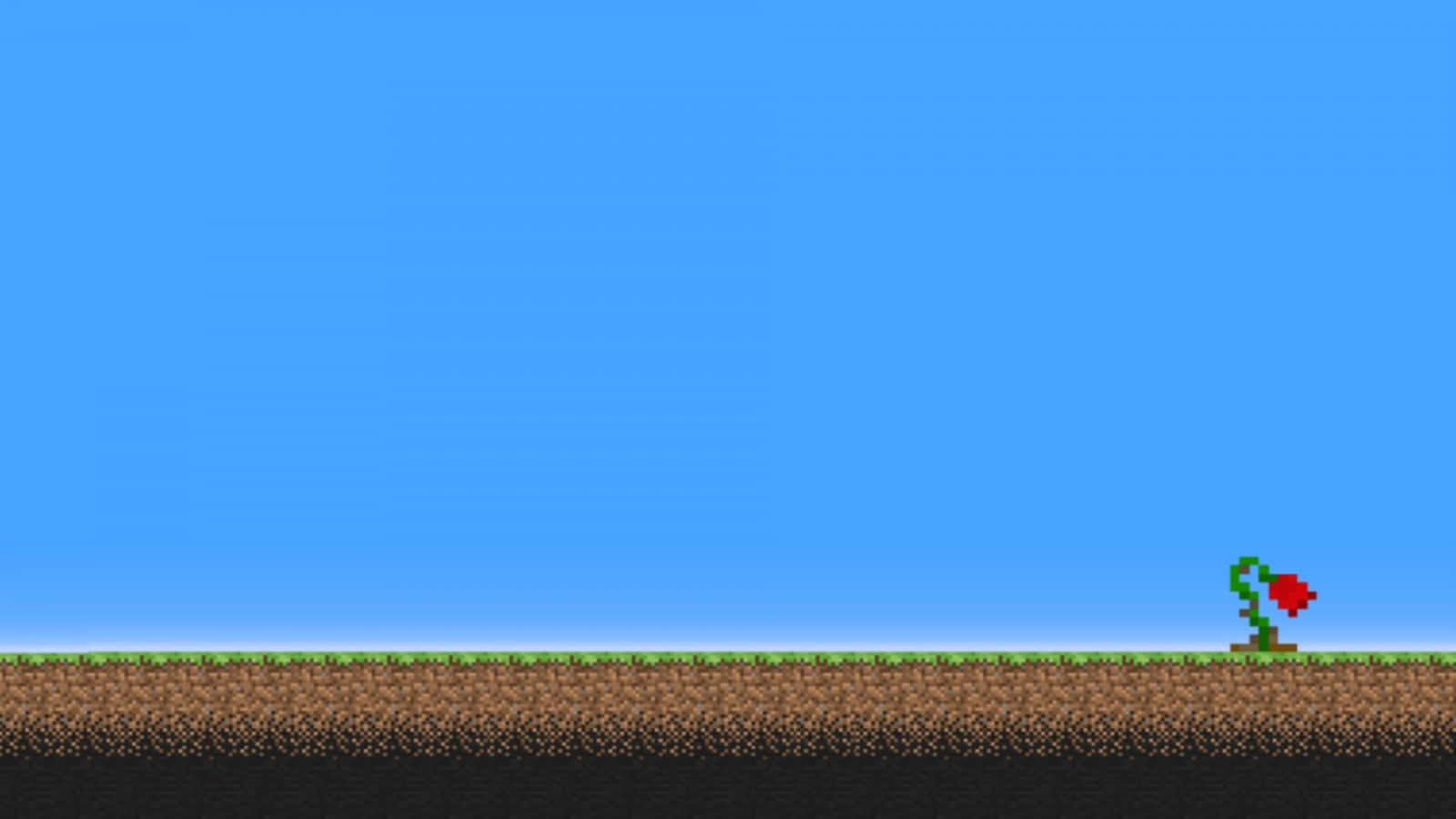Minecraft, grass biome, pixelated red flower, HD Desktop Wallpaper