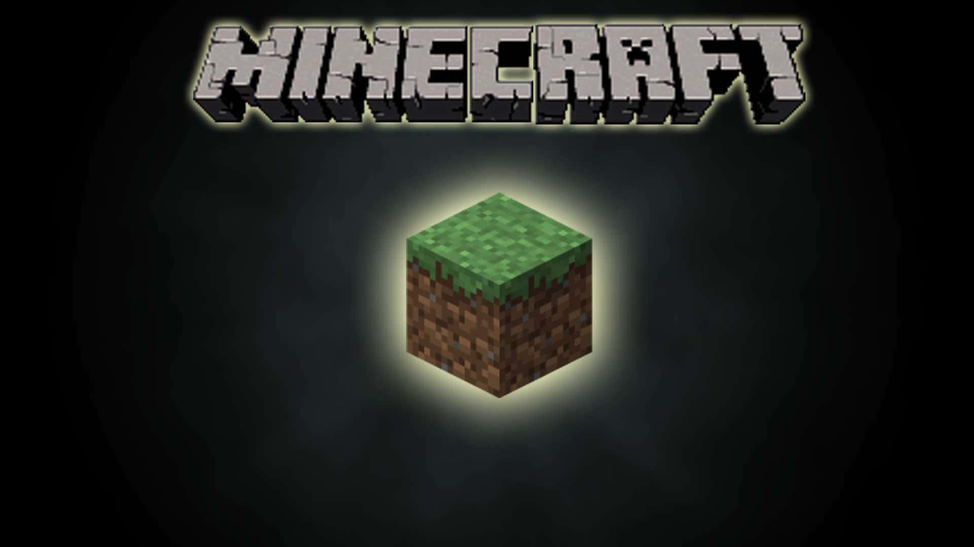 Minecraft, glowing pixelated grass block, Minecraft logo, Full HD Desktop Wallpaper