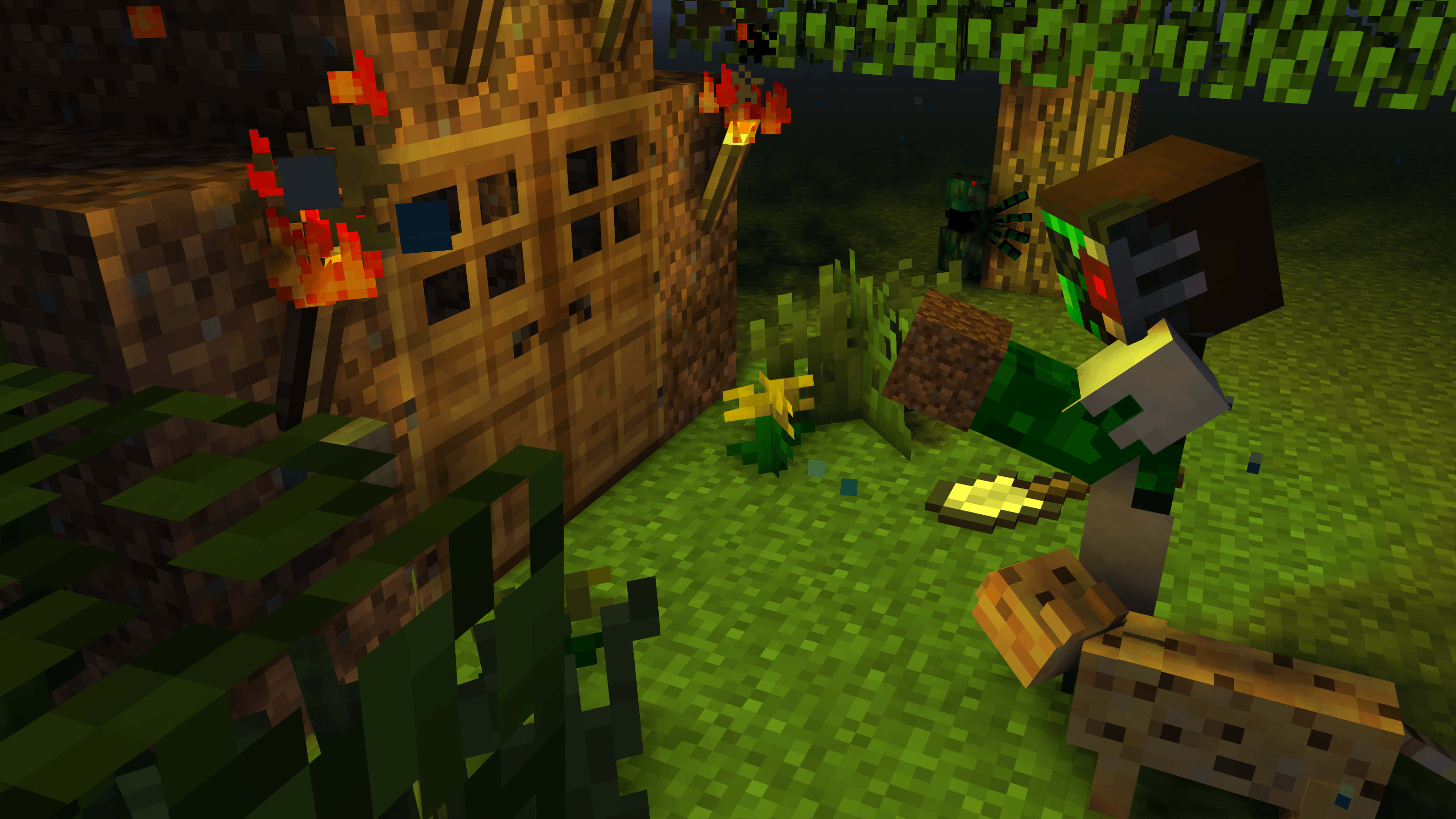 Minecraft, Minecraft player, torch, 4K Desktop Wallpaper