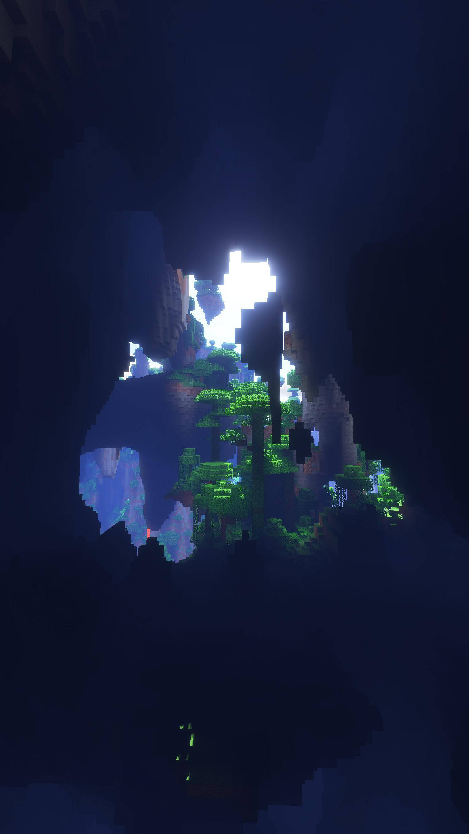 Minecraft, dark shader, pixelated, 2K Phone Wallpaper