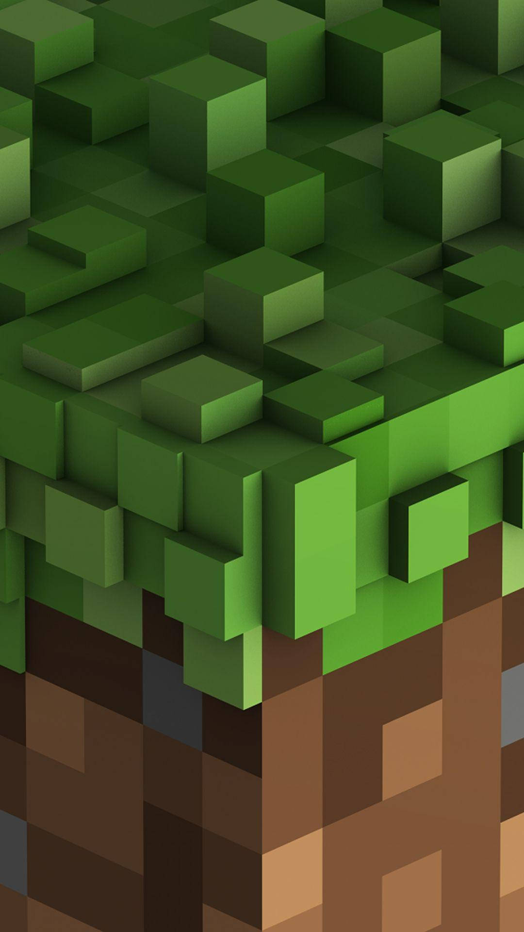 Minecraft, green cube leaves, brown blocky trunk, Full HD Phone Wallpaper