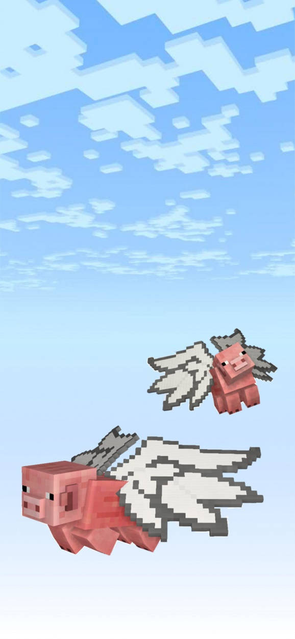 flying pig mobs, Minecraft, iPhone, SD Phone Wallpaper