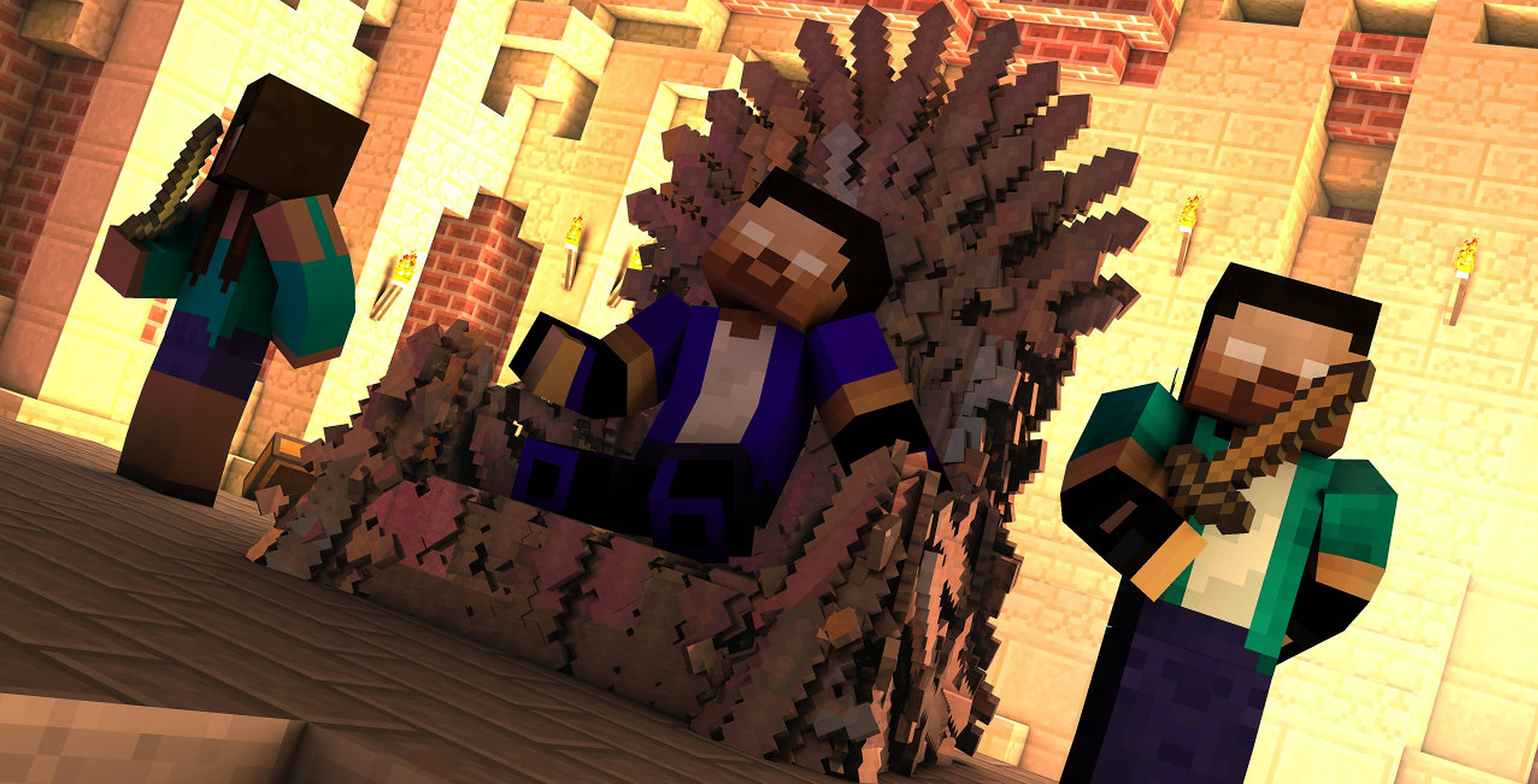 Herobrine, Minecraft, throne, Full HD Desktop Wallpaper