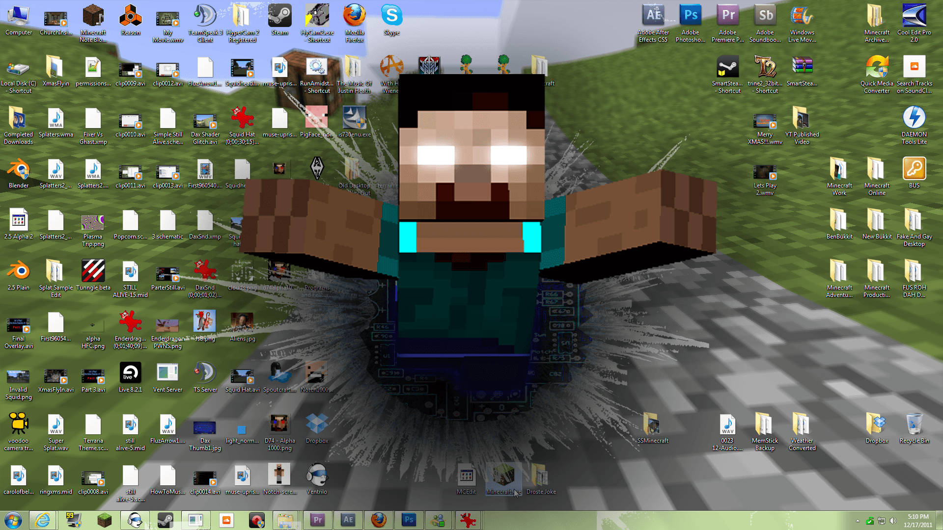 Minecraft Herobrine, computer screen, pixelated Minecraft Steve, Full HD Desktop Wallpaper