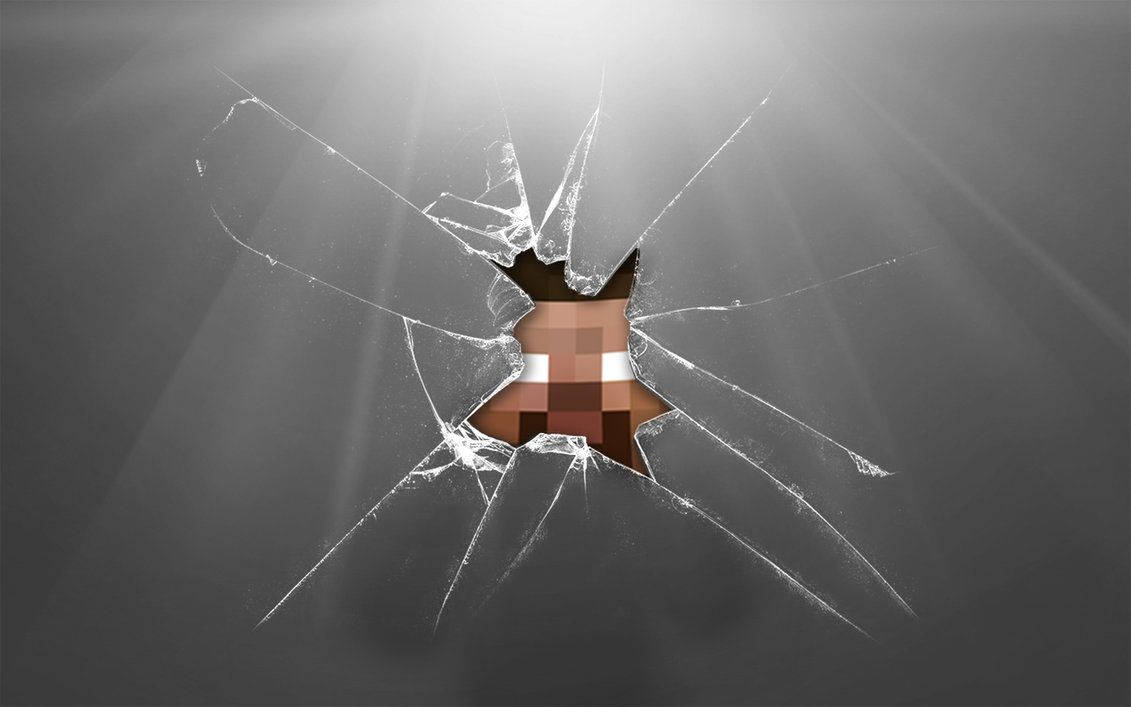 Minecraft Herobrine, broken glass, shattered glass pane, SD Desktop Wallpaper