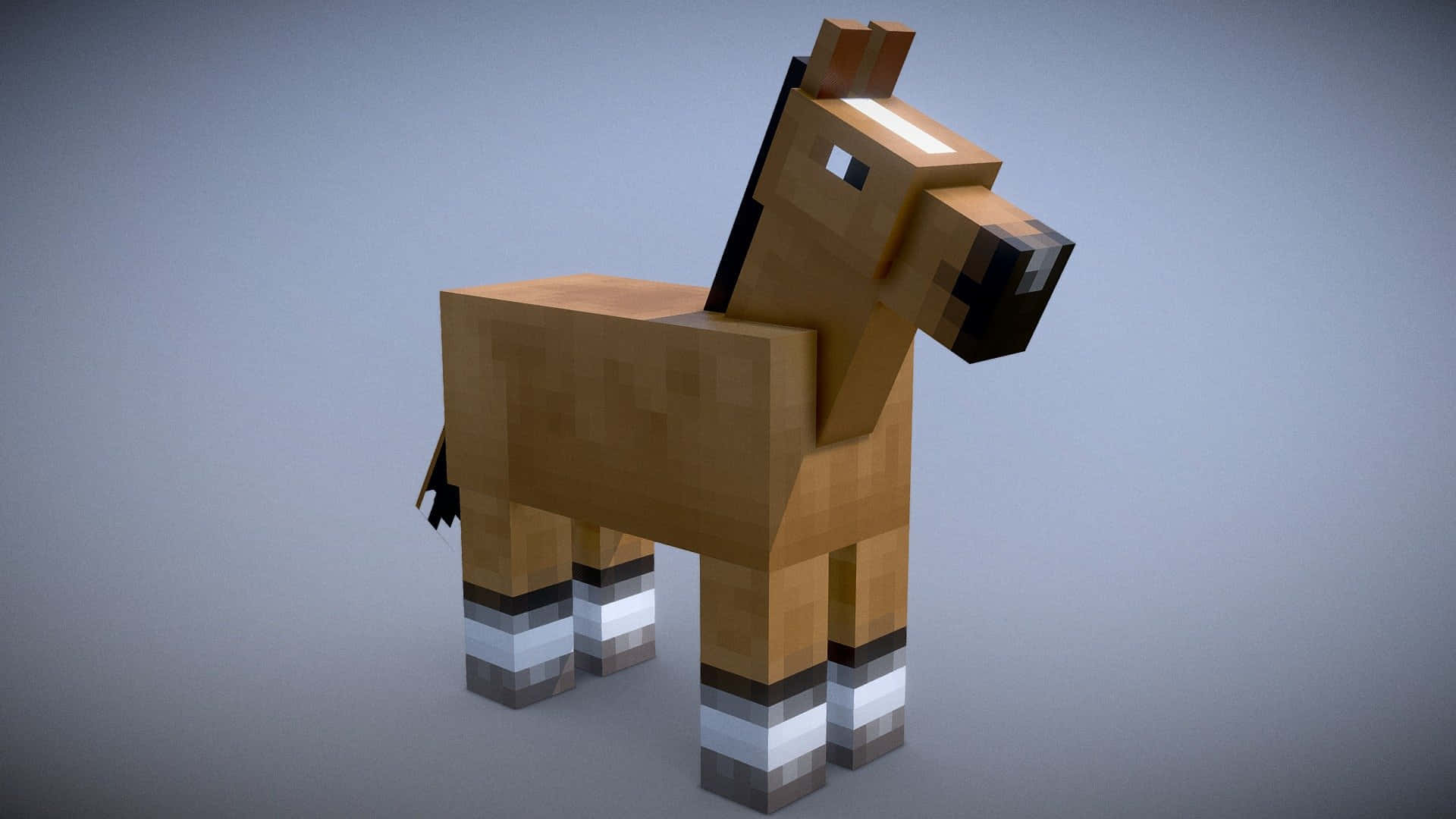 Minecraft horses, pixelated brown horse, white socks, Full HD Desktop Wallpaper