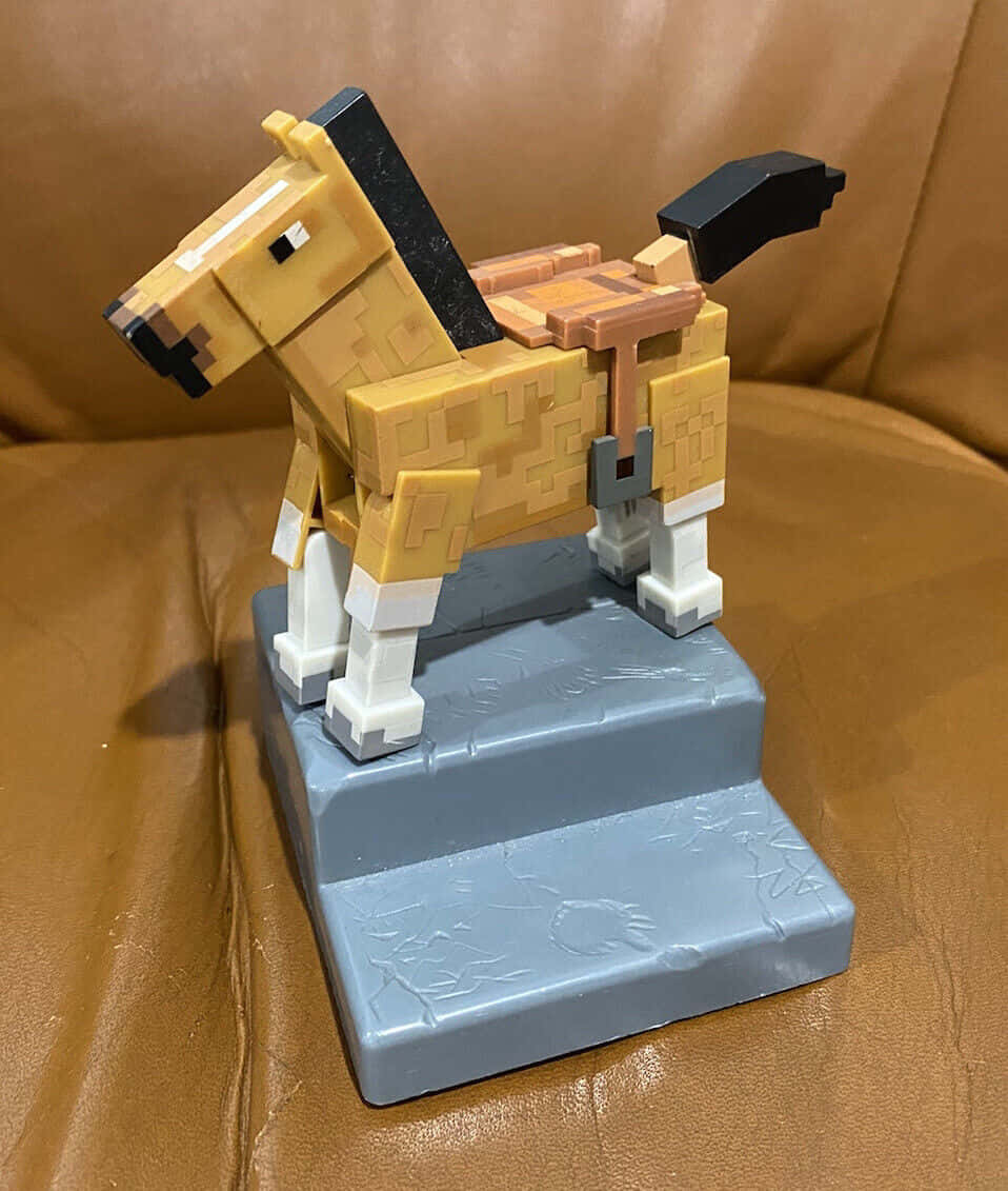 Minecraft horses, pixelated Minecraft horse figurine, gray base, SD Phone Wallpaper