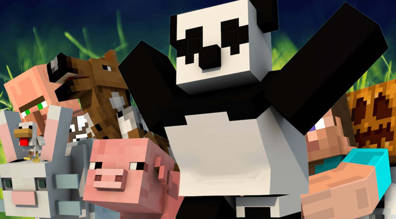 Minecraft, panda, pig, HD Desktop Wallpaper