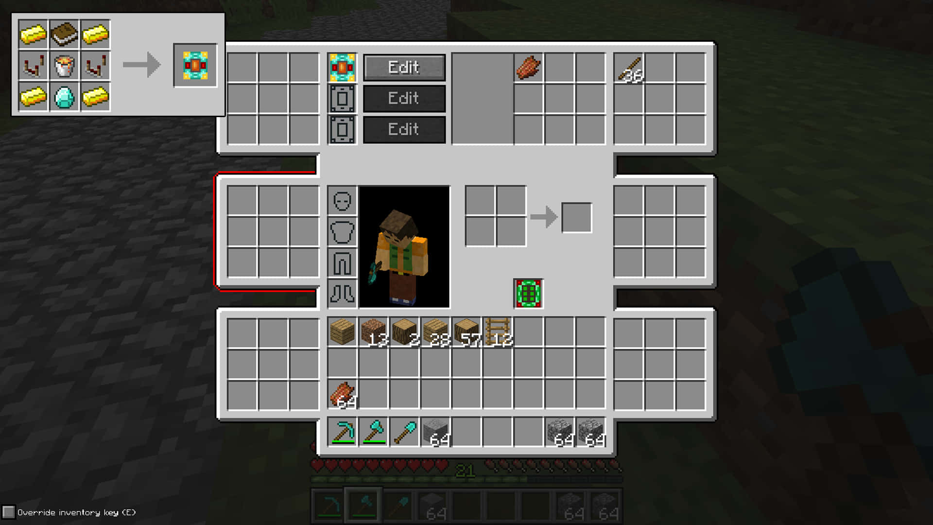 Minecraft, inventory screen, crafting grid, Full HD Desktop Wallpaper
