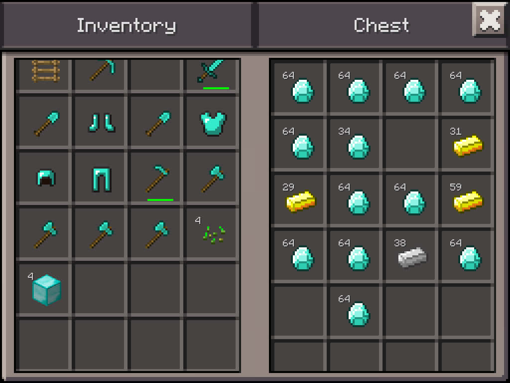 Minecraft inventory, pixelated, tools, SD Desktop Wallpaper