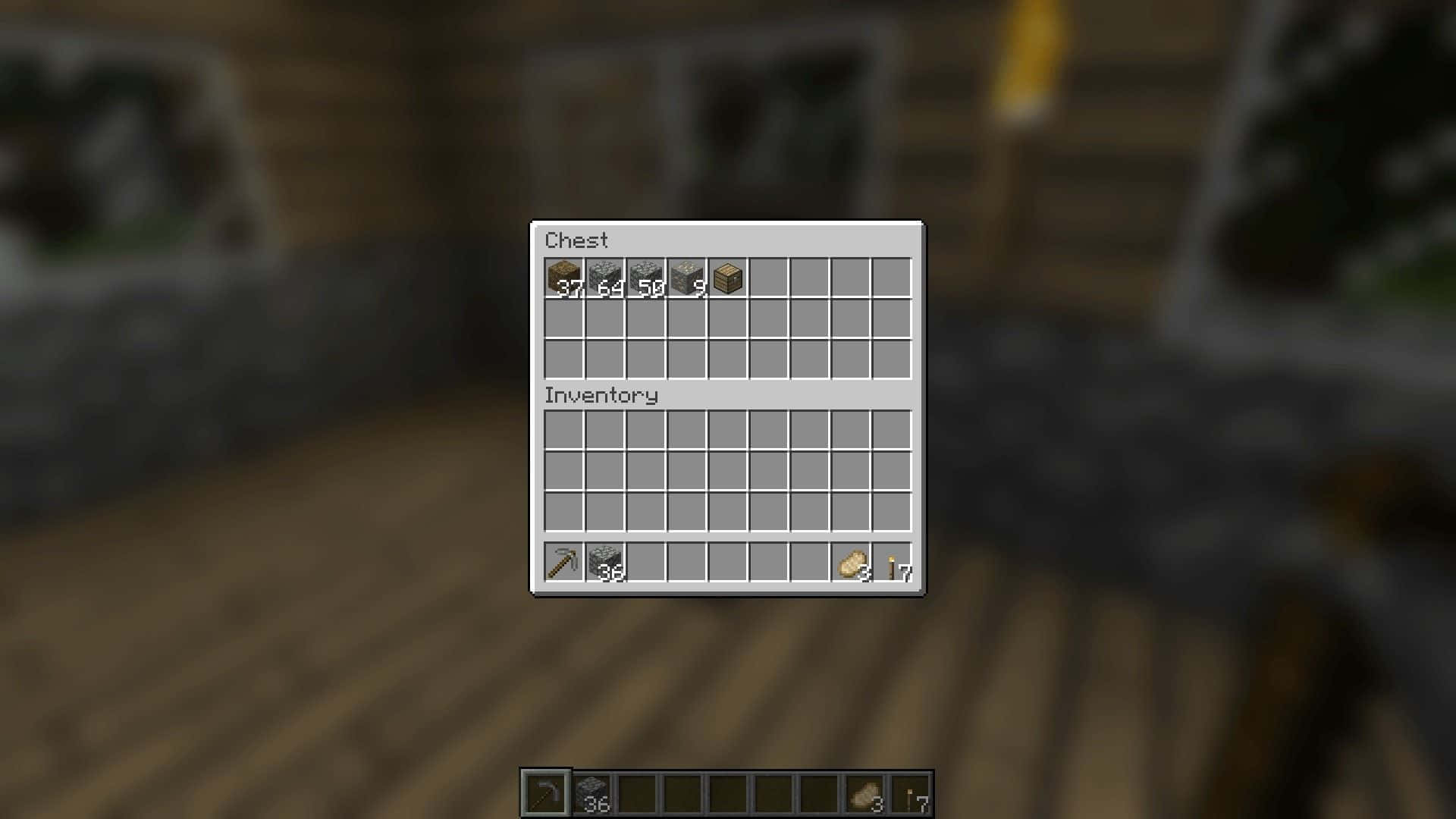 Minecraft, chest inventory screen, wooden planks, Full HD Desktop Wallpaper