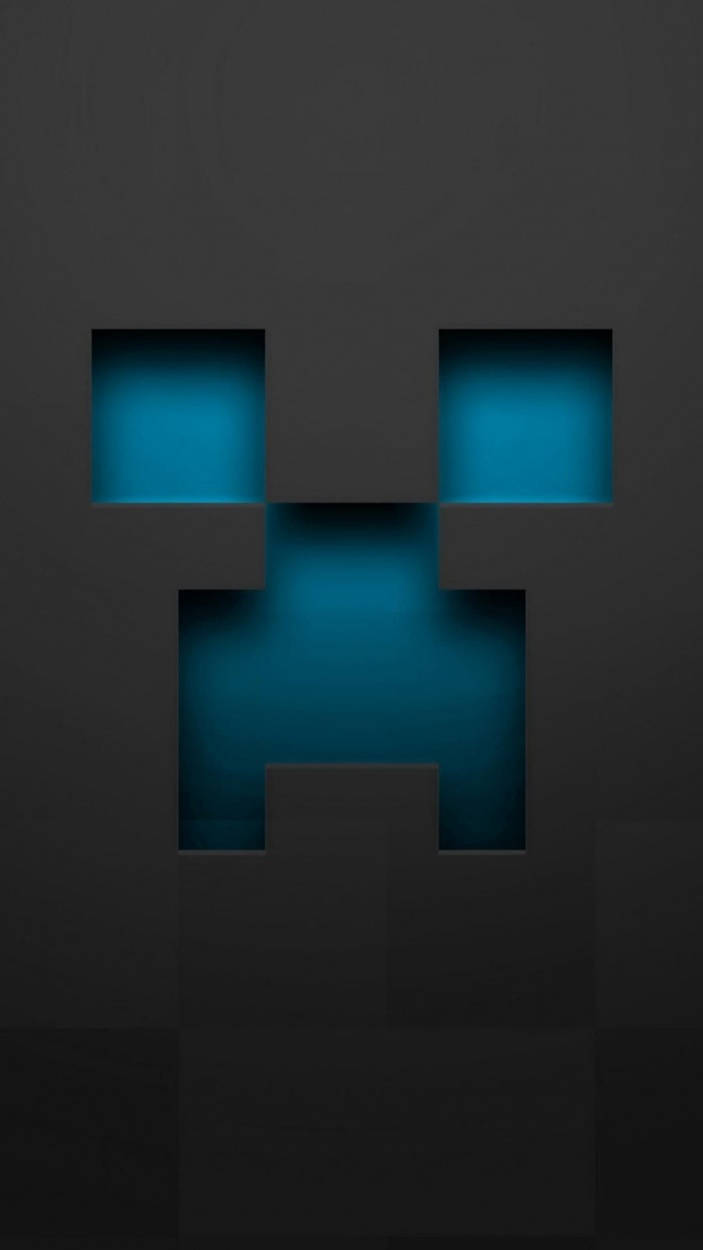 blue creeper, Minecraft, dark gray pixelated creeper face, SD Phone Wallpaper