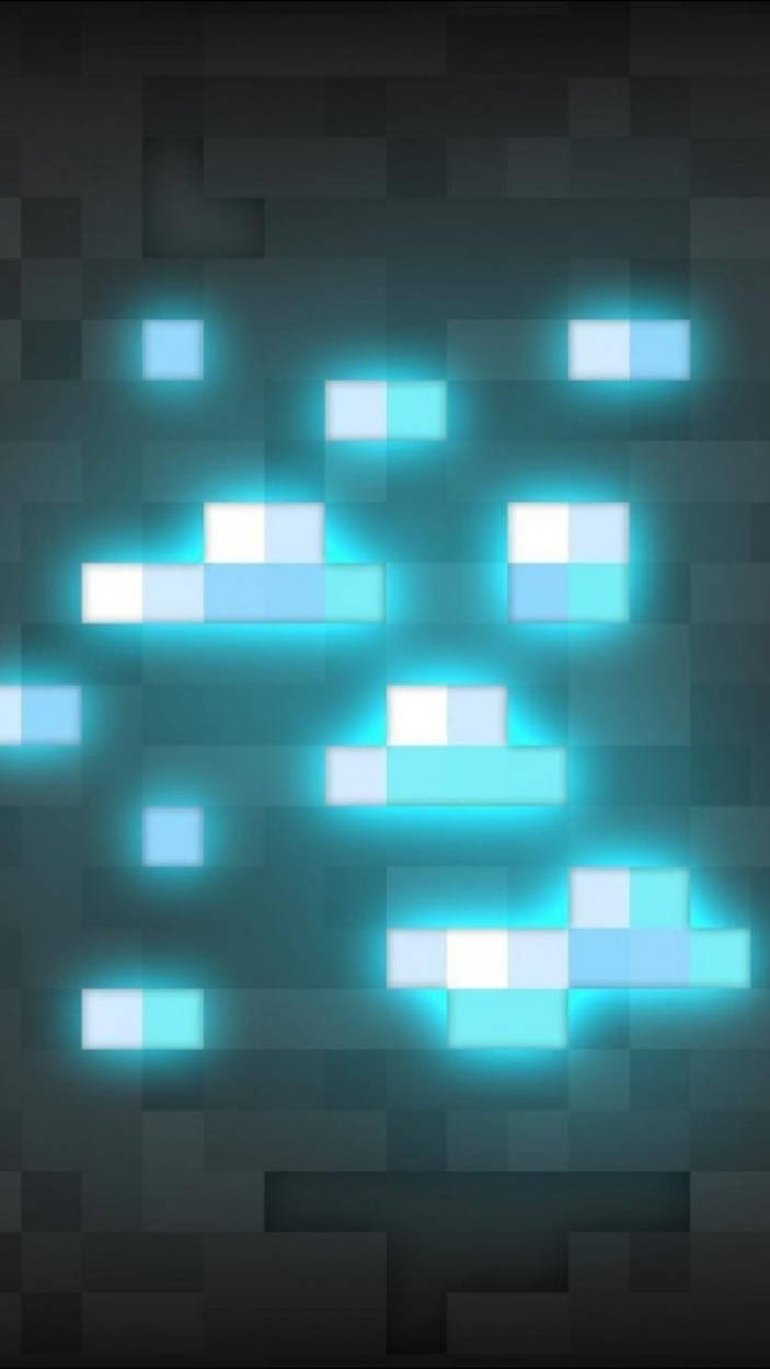 Minecraft, iPhone, glowing cyan, SD Phone Wallpaper