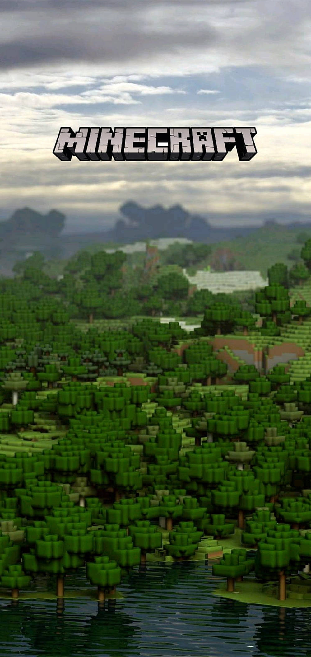 Minecraft, green forest, top view, Full HD Phone Wallpaper