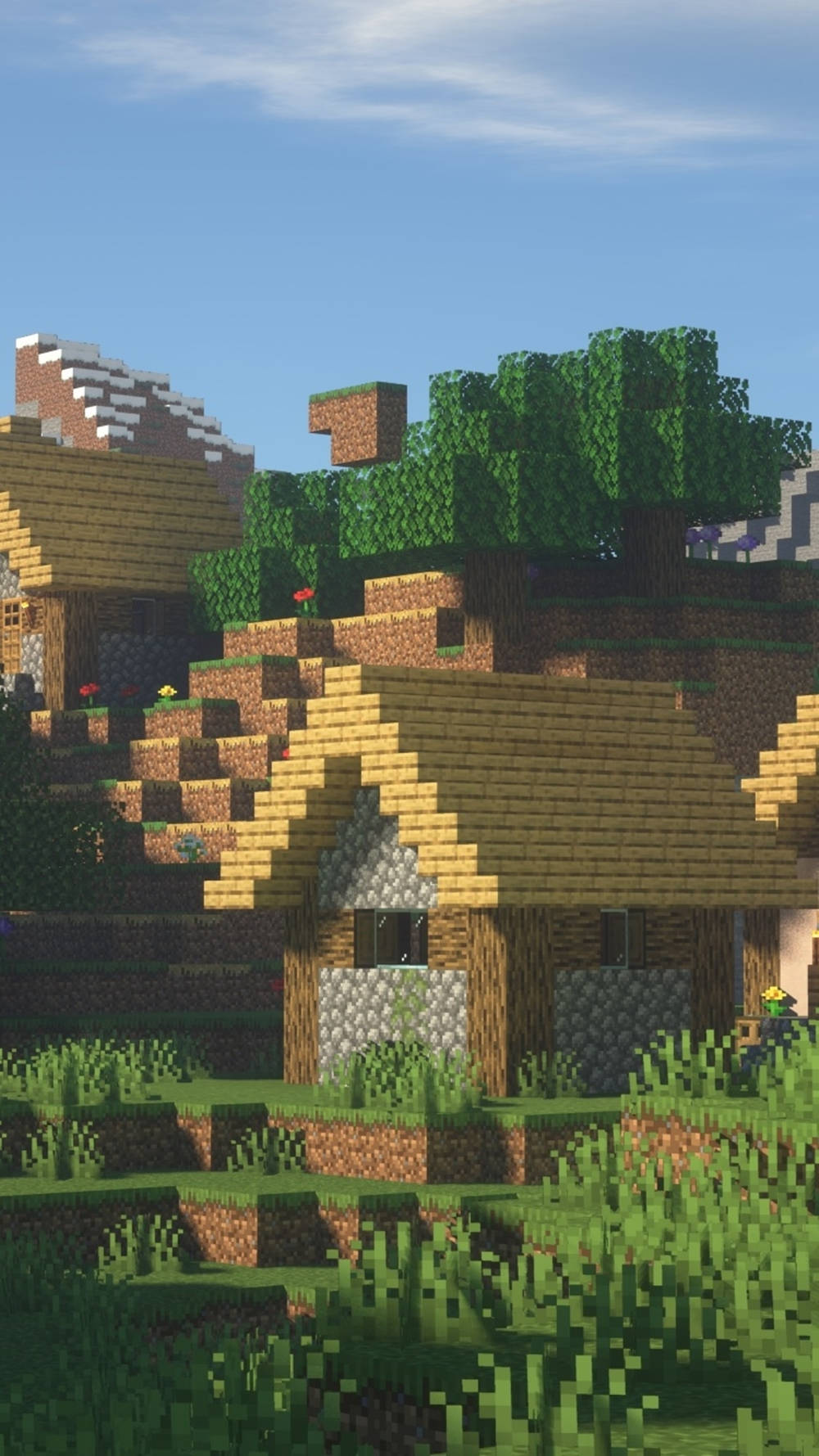 Minecraft, brown house, wooden houses, HD Phone Wallpaper