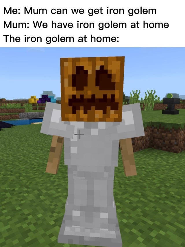 Minecraft, iron golem, carved pumpkin head, SD Phone Wallpaper