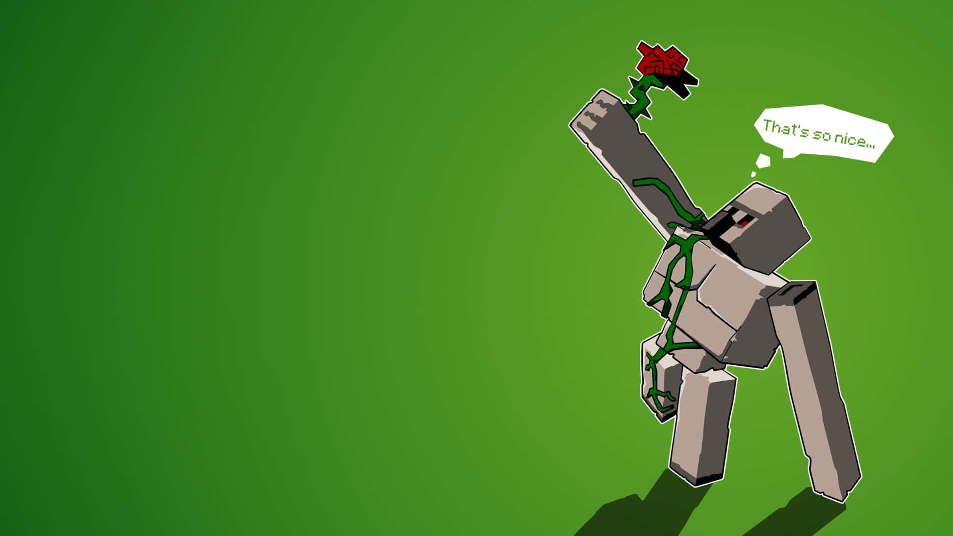 Minecraft Iron Golem, blocky robot, vines, Full HD Desktop Wallpaper