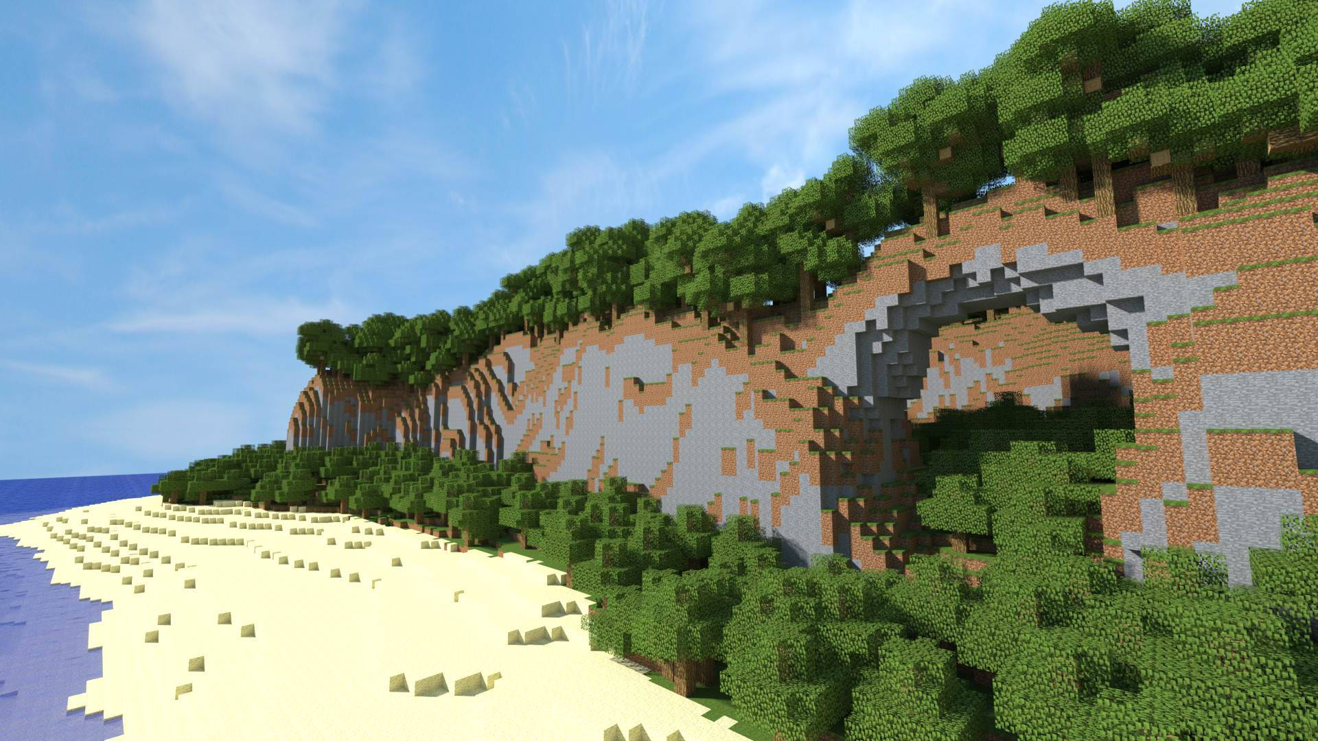Minecraft Landscape, beach, sandy shore, Full HD Desktop Wallpaper