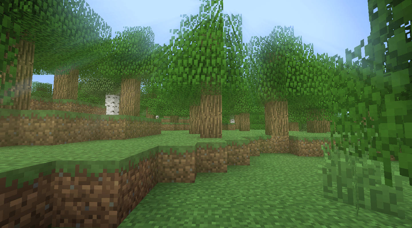 Minecraft Landscape, blocky green trees, brown dirt paths, HD Desktop Wallpaper