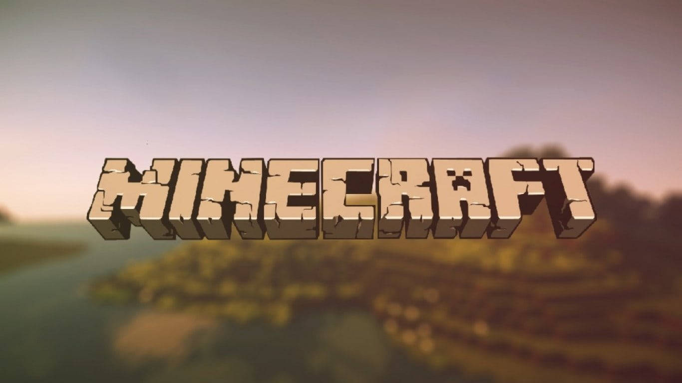 Minecraft Landscape, logo, blocky landscape, HD Desktop Wallpaper