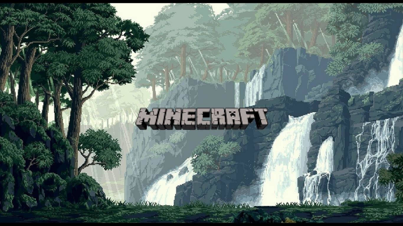 Minecraft, PC, waterfalls, HD Desktop Wallpaper