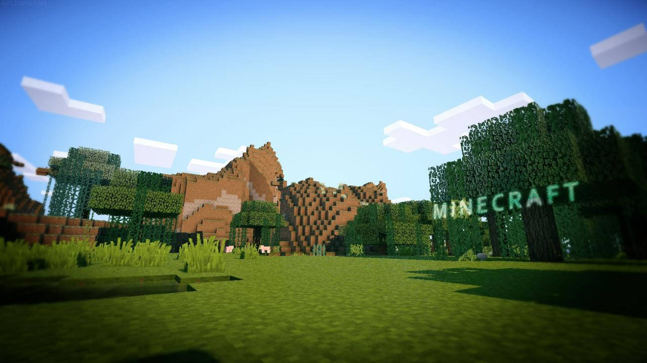 Minecraft, blocky green trees, brown mountains, HD Desktop Wallpaper
