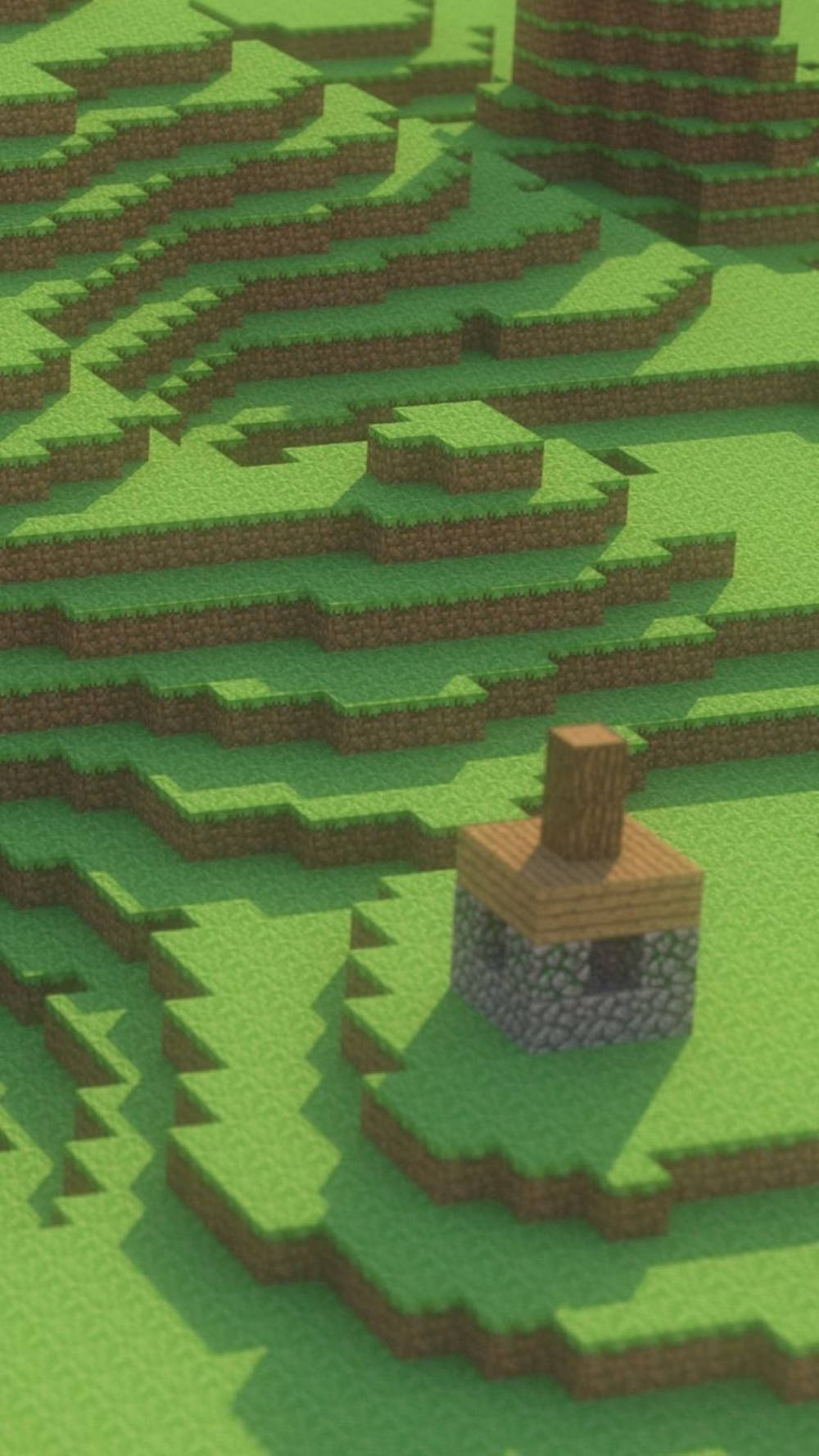 Minecraft, green stairs, rolling green hills, HD Phone Wallpaper